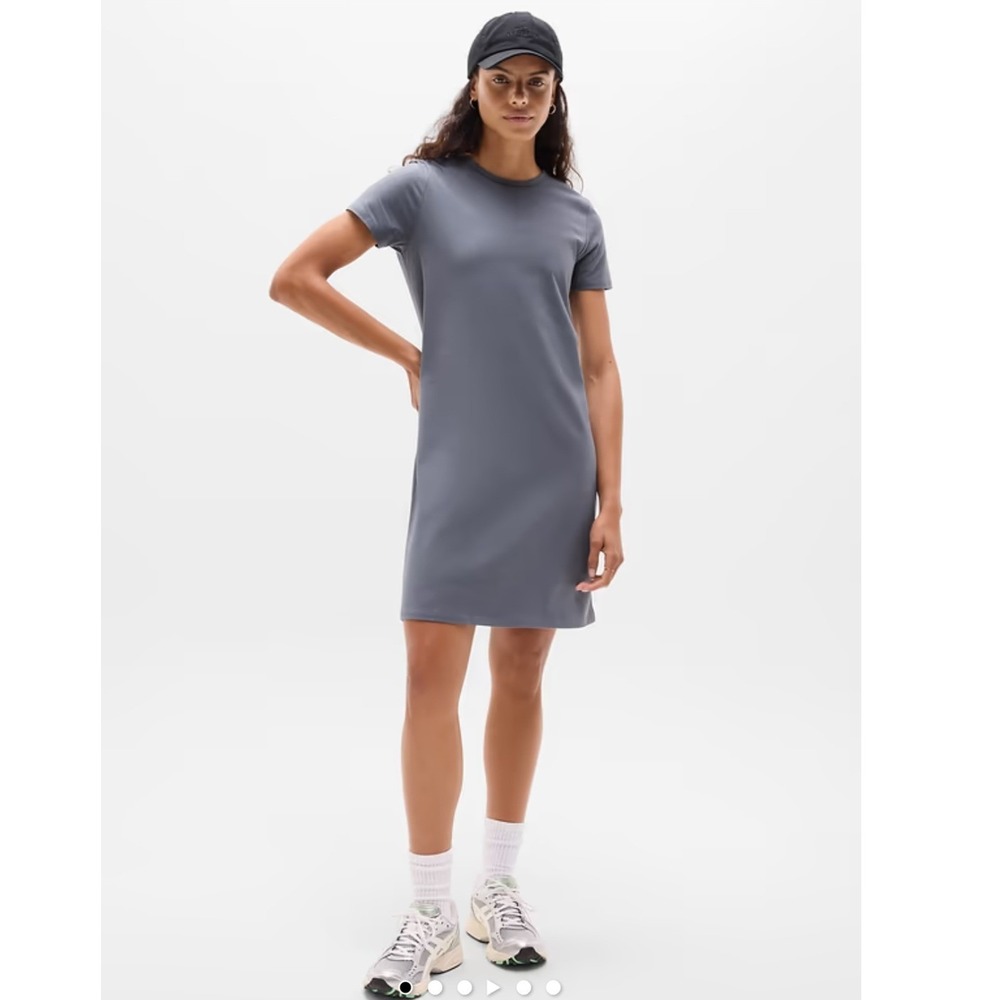Athleta Essential Tee Dress Charcoal Grey Supima Cotton Short Sleeve S 842888-02